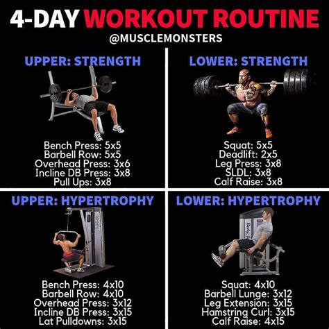 Heres An Example Of A 4 Day Workout Where You Can Hit Each Muscle