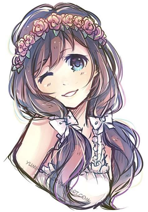 Kawaii Anime Girl With Flower Crown