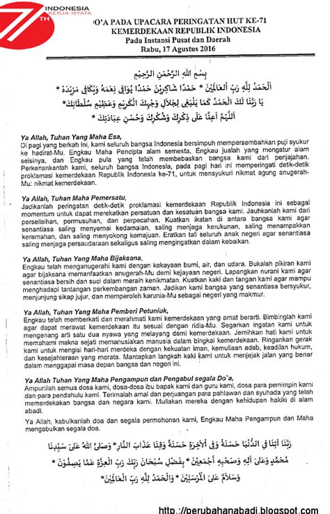 Berikut Teks Doa Upacara Hut Kemerdekaan Republik Indonesia Ke Pada