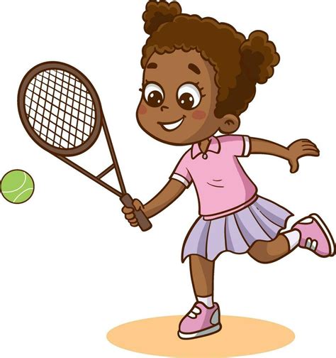 Cute Girl Playing Tennis Vector Illustration 25402115 Vector Art At