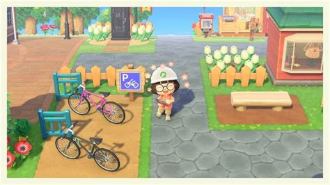 One of the initial tasks in animal crossing: Bike Parking inspiration! 🚲 MA-0167-5295-3859 for the sign design :) : ACNHIslandInspo in 2020 ...