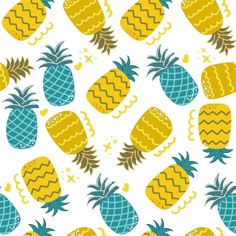 Seamless Pattern Of Hand Drawn Pineapple Cute And Fun Modern Flat