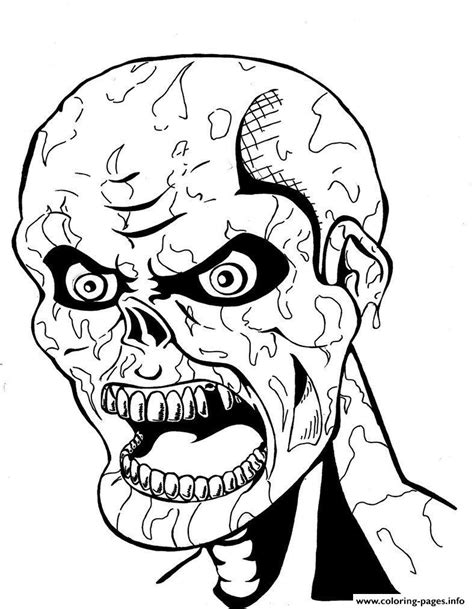 Scary Zombie Face Coloring Pages Printable