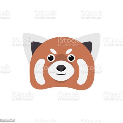 Red Pandas Head Cute Wild Animals Characters Portrait Isolated On White