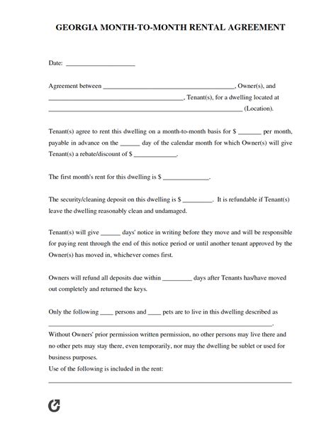 Free Georgia Lease Agreements Residential Commercial Pdf Word Eforms