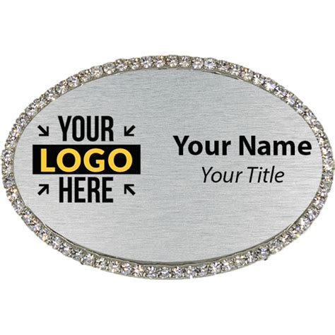 Silver Bling Oval Name Tag Name Tag Wizard