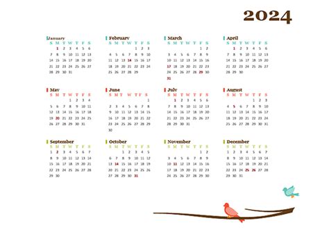 2024 Yearly Australia Calendar Design Template Free Printable Templates