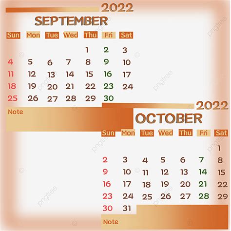 October Calender Hd Transparent 2022 Calender September And October