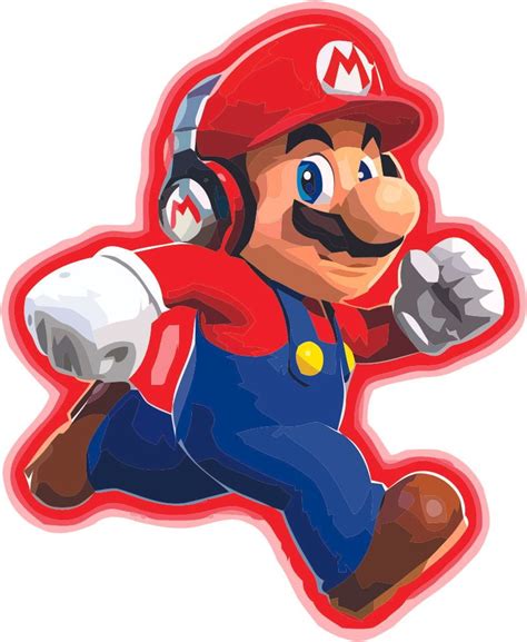 Mario Headset Running Super Mario Bros Arcade Game Decors Wall Sticker