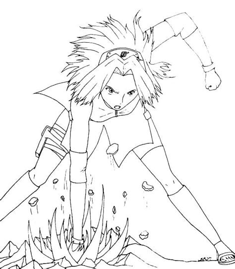 Sakura Haruno Angry With Naruto Coloring Page Free Printable Coloring