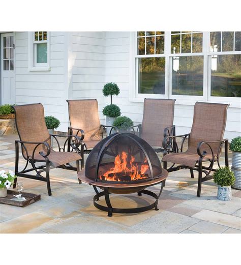 High Back Patio Sling Chairs Set Of 4 Plow And Hearth