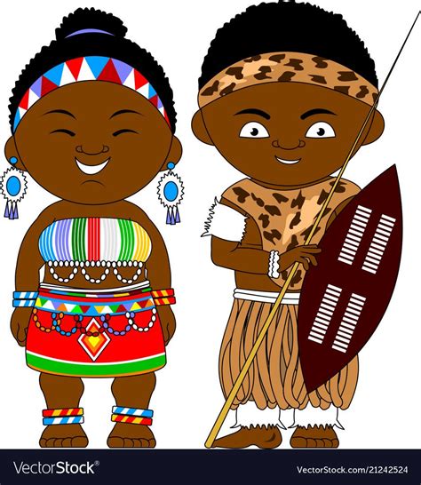 Man And Woman In National African Clothes Vector And Illustration