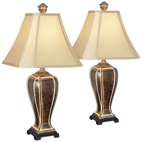 Regency Hill Traditional Table Lamps Set Of 2 Desert Crackle Gold Jar