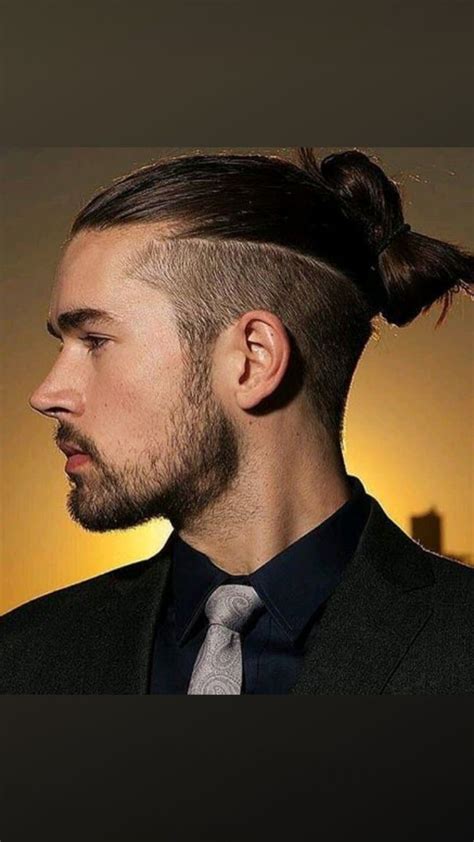 Shaved Side Hairstyles Men Long Hair Shaved Sides Mens Ponytail