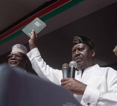 Photos Kenyan Opposition Leader Ralia Odinga Swears Himself In As ‘president