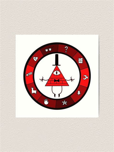 Red Bill Cipher Wheel Art Print By Skullnuku Redbubble