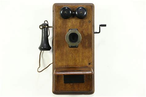 Sold Early 1900s Antique Oak Wall Telephone Signed