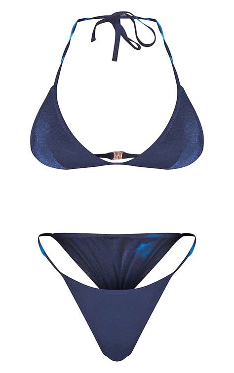 navy triangle bikini set swimwear prettylittlething usa