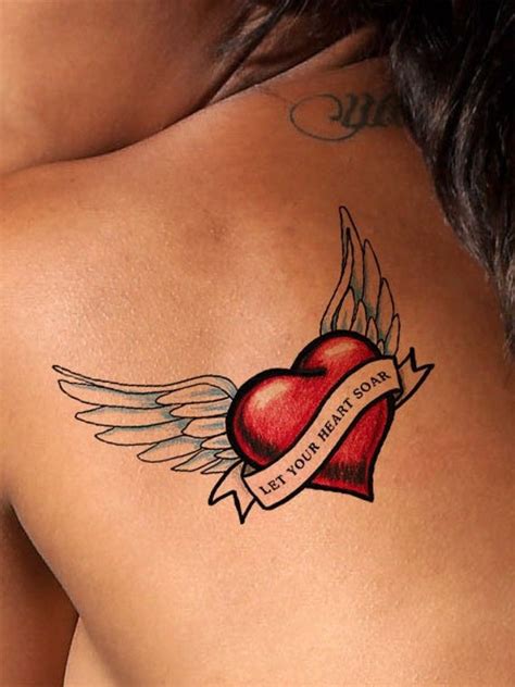 winged heart tattoo design inspirational quote let your heart etsy