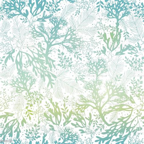 Vector Blue Freen Seaweed Texture Seamless Pattern Background Great For