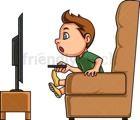 Little Boy Watching Tv Cartoon Clipart Vector Friendlystock