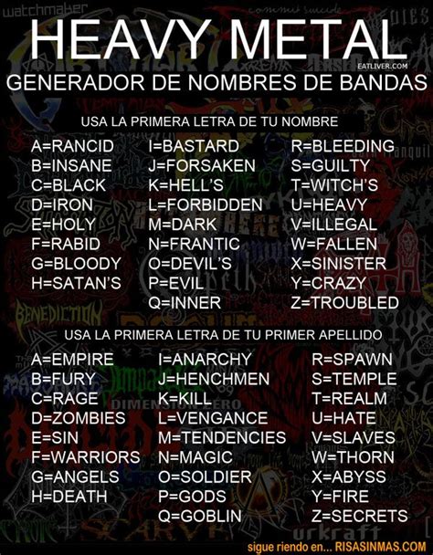 Generador De Nombres De Bandas De Heavy Metal Band Name Generator