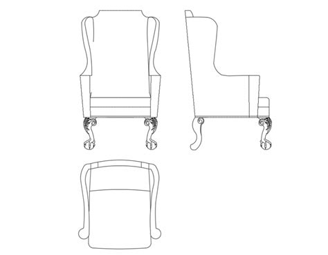Small Arm Chair All Sided Elevation Block Cad Drawing Details Dwg File