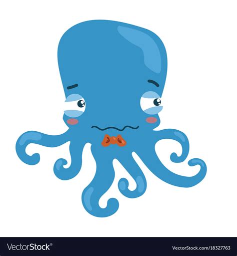 Cartoon Octopus A Little Sad Octopus Royalty Free Vector