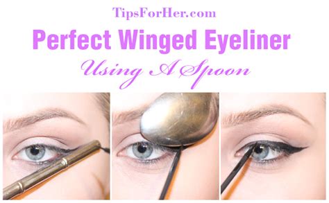 Line the entire bottom lash line for a dramatic look. Winged Eyeliner Spoon Trick