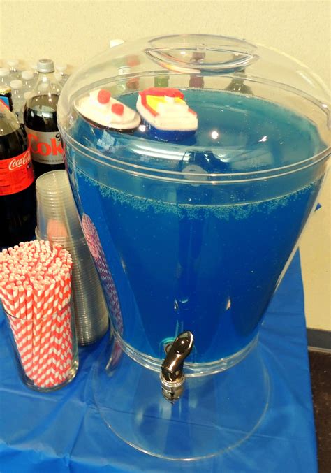 One of the cutest and easiest baby shower ideas out there! Blue Ocean punch (1 bottle blue Hawaiian Punch and a two ...
