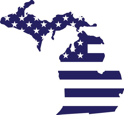 Esquema Del Mapa Del Estado De Michigan En La Bandera De Estados Unidos