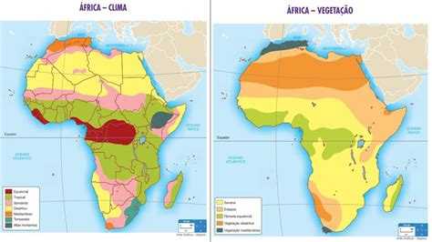observe o mapa de clima e vegetação do continente africano e descreva suas relações e