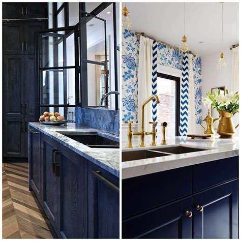 Should i go with a shiny chrome or more subdued stainless steel faucet? 4 Ways to Use Navy Blue in Your Kitchen | Big Chill