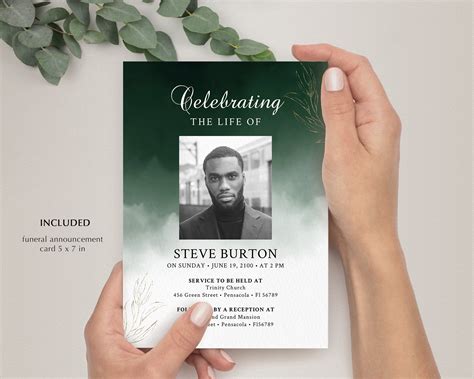 Funeral Announcement Card Template Funeral Invitation - Etsy UK