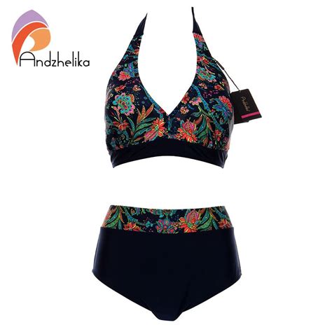 Buy Andzhelika Bikins Women 2017 New Plus Size Swimwear Print Floral High