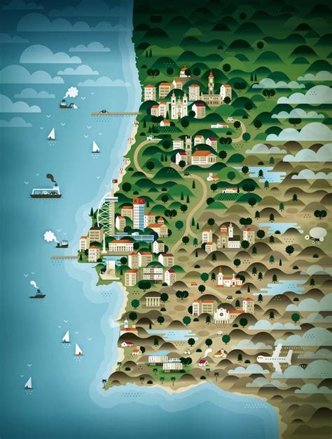 Portugal Canvas Print By Steebz Illustrated Map Illustration Portugal