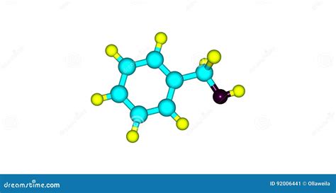 Estructura Molecular Del Alcohol Bencílico Aislada En Blanco Stock De Ilustración Ilustración