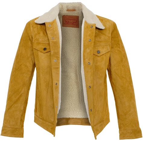 Levis vintage mens suede sherpa trucker jacket button fly western medium nwt. Lyst - Levi's Levi's Trucker Sherpa Camel Suede Jacket for Men