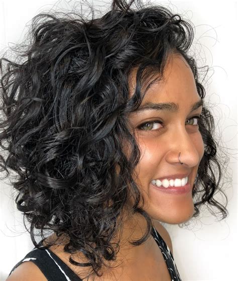 ☺ missmudman ☺ front & back new shaggy hair extension extensions long bright straight strait. Black Curly Tousled Angled Bob Hairstyle | Curly bob ...