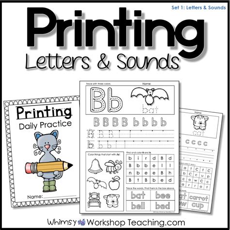 Literacy Writing Printing Workbook Worksheets First Grade Set 1 Letters