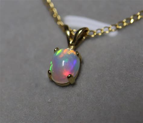 Rare Opal Necklace Fire Opal Pendant Gold Opal Pendant T Etsy