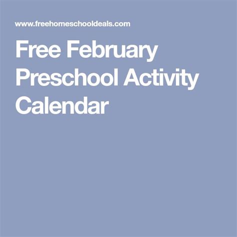 Free February Preschool Activity Calendar Preschool Activity