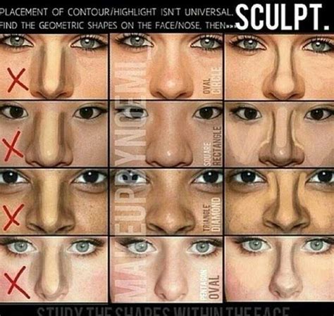 correct nose contour 40 infographics for contouring highlights and blush