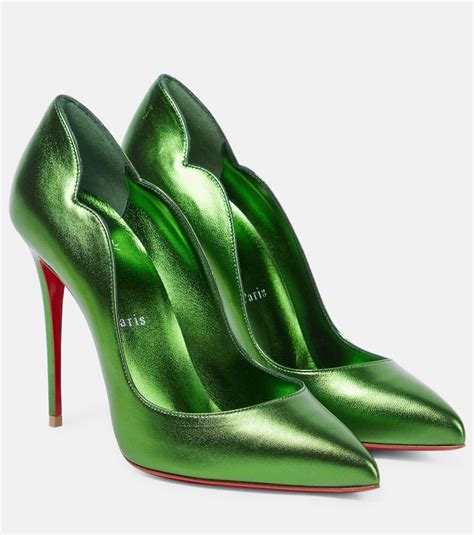Christian Louboutin Hot Chick 100 Metallic Leather Pumps In Green Lyst