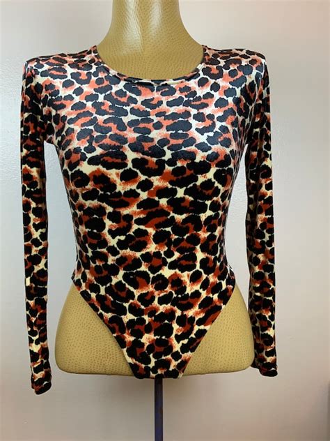 Vintage 1980s Cheetah Print Velvet Body Suit Gem