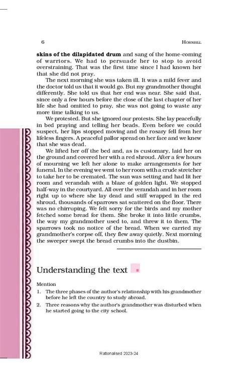 Ncert Book Class 11 English Hornbill Chapter 1 The Portrait Of A Lady