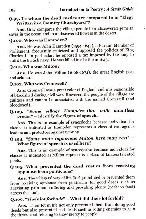 English Grammar A To Z Brief Questions With Answers Elegy Written In
