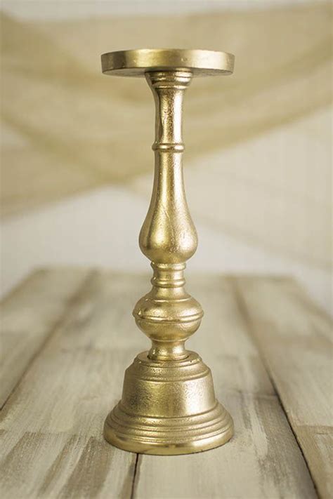 135 Inch Tall Gold Tone Pillar Candle Holder Pillar Candle Holders