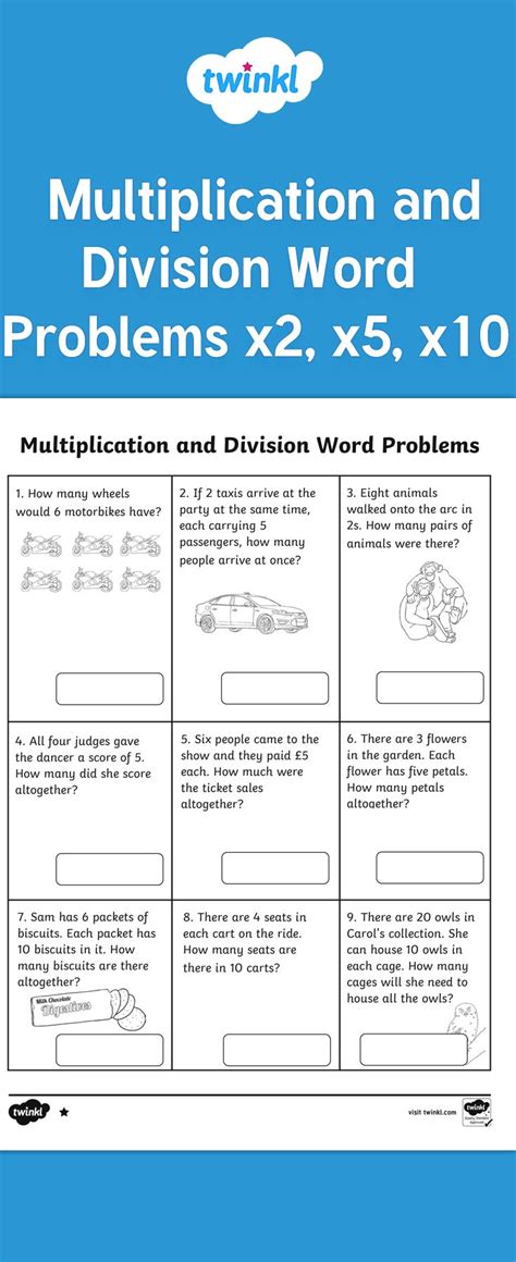 Multiplication And Division Word Problems X2 X5 And X10 Division