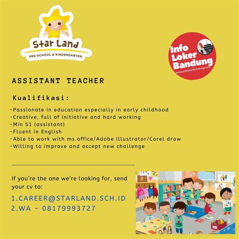 Kunjungi loker.my.id untuk menemukan lowongan kerja dan peluang karir terbaru di indonesia. Lowongan Kerja Star Land Pre-School & Kindergarten Bandung Agustus 2019 - Info Lowongan Kerja ...
